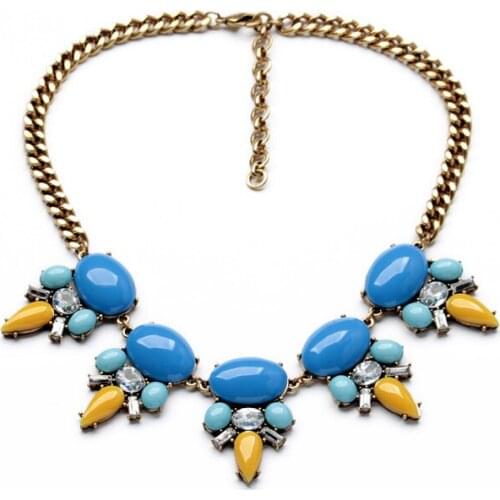 Bulk Price Hot Sale Daliy Girls Sporty Shiny Gold Color Smooth Plant Oval Colorful Pendant Necklace