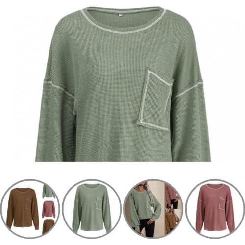 Autumn Popular Knitted O Neck Sweater Lady Long Sleeve Top Loose for Daily Wear