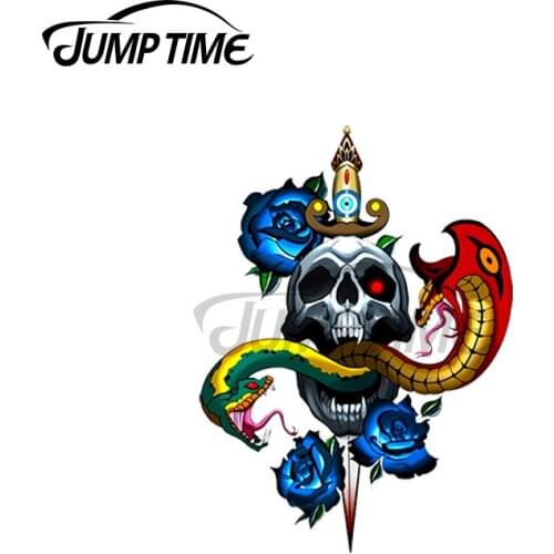 JumpTime 13 x 3.7cm Skull n Dagger Neo Traditional Tattoo Car Stickers Bumper Decal Personality Car Protector Occlusion Scratch