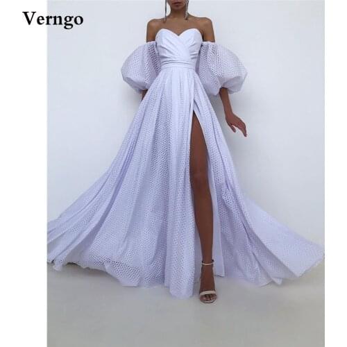 Verngo 2021 New Korea A Line Wedding Dress With Removable Puff Sleeves Sweetheart Side Slit Floor Length Bridal Dresses