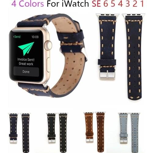Locomotive Leather Strap For Apple Watch 6 Band iWatch Series SE 5 4 3 38mm 42mm sport Belt Bracelet Apple Watch Bands 44mm 40mm