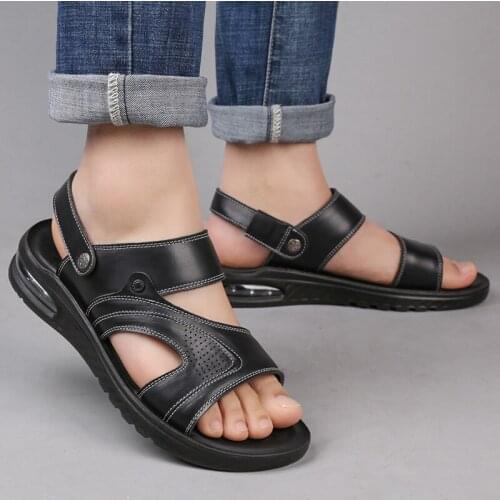 Men Sandals 2021 Leather Genuine Men Summer Shoes Man New Casual Comfortable Barefoot Sandals Men Pentoufle Homme Adult