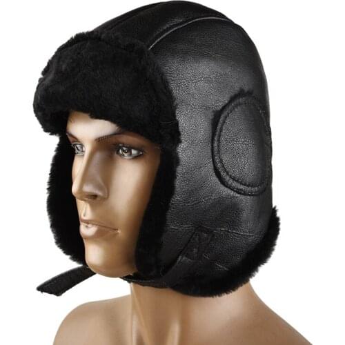 Natural shearing fur all-in-one piece bomber hat men and women warm ear hat winter cold snow bike ear protection