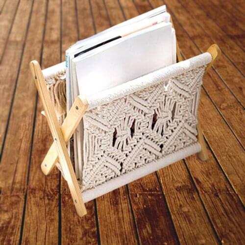 Nordic Cotton Rope Woven Storage Rack Magazine Rack Creative Desktop Magazine Rack Floor Rack Home Decoration