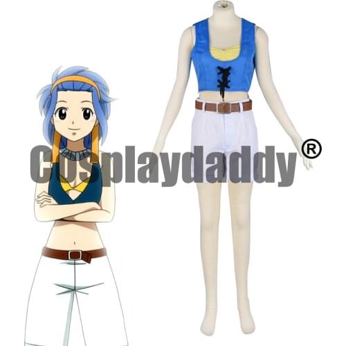 Fairy Tail Gekitotsu! Kardia Daiseidou Guild Mage Shadow Gear Levy McGarden X784 Original Outfit Anime Cosplay Costume F006