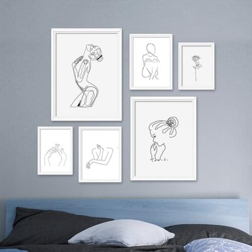 Modern Abstract Figure Canvas Poster Flower Wall Art Painting Nordic Posters and Prints Wall Pictures for Living Room Home Decor