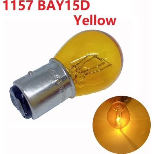 Led Bulbs 1157 BAY15D P21/5W Led BA15D Glass halogen for Car bulbs Turn Signal Lamp Yellow Auto Light Brake Backup Lamp DC 12V