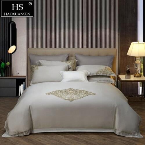 Champagne Delicate Lace 4Piece Bedding Sets Tencel Lyocell Fabric Queen King Size Quilt Cover Pollowcase Sheets Silky Summer