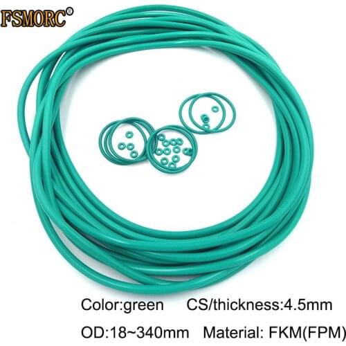 OD18~340mm*4.5mm thickness/CS FKM o ring seal dichtung green Gasket of motorcycle part FPM o-ring