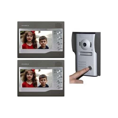 ZHUDELE New Arrival Top Quality Home Security 7" Video Door Phone Intercom Doorbell 700TVL IR Camera with Waterproof Cover 1V2