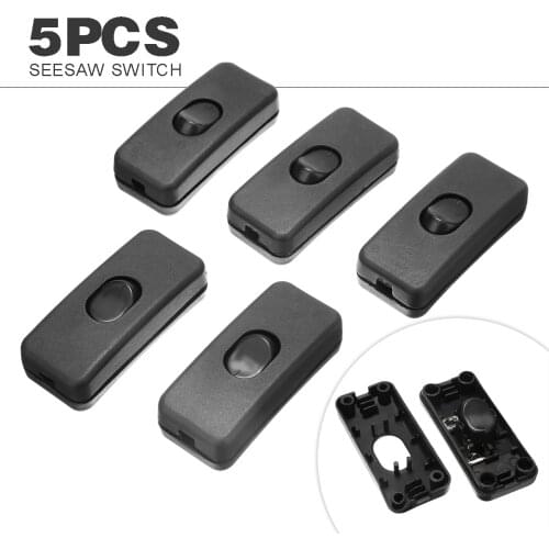 5Pcs Inline Switch Inline ON/OFF Table Lamp Desk Light Cord Cable Switch 110-250V Black Mayitr