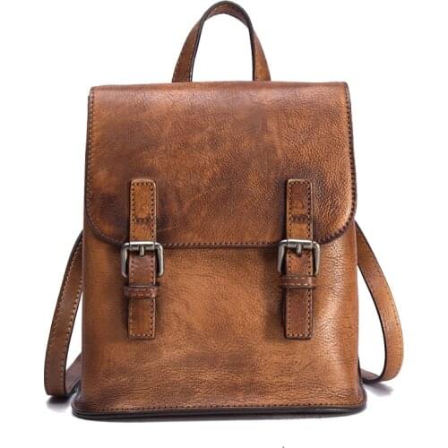 YourSeason Ladies Vintage Genuine Leather Shoulder Bag Casual Cowhide Solid Color Women Mini Travel Small Backpack 2021