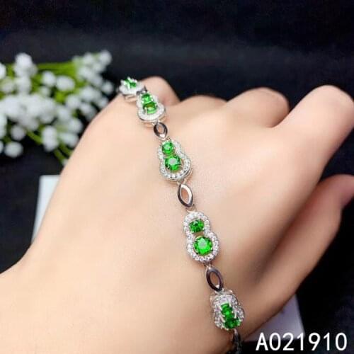 KJJEAXCMY boutique jewelry 925 sterling silver inlaid Natural Diopside gemstone ladies bracelet support detection fashion