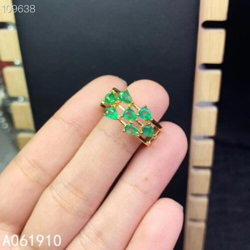 KJJEAXCMY boutique jewelry 925 sterling silver inlaid natural emerald female ring support detection fashion