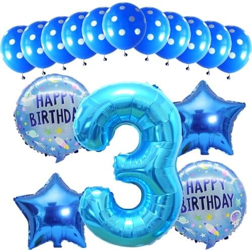 1set Happy Birthday Round Foil Balloons 32inch Blue Number Balloons Baby Shower Birthday Party Decoration Kids Toys Gifts Globos