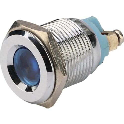 1 PCS 16MM Concave Head Metal Indicator Light Waterproof Signal Lamp 6V/12V/24V/48V/110V/220V Red Yellow Blue Green White