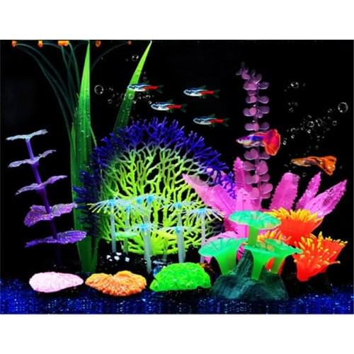 HONGYI 1 piece aquarium landscaping fish tank decoration simulated water grass coral crafts ornaments fake water grass