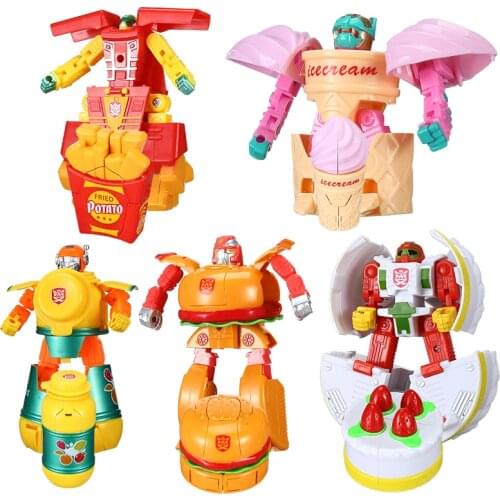 1 PC Action Figure Hamburger Transformation Robot Toys Deformation Plastic Food Play Collection Kids BEST Gift Education Toy