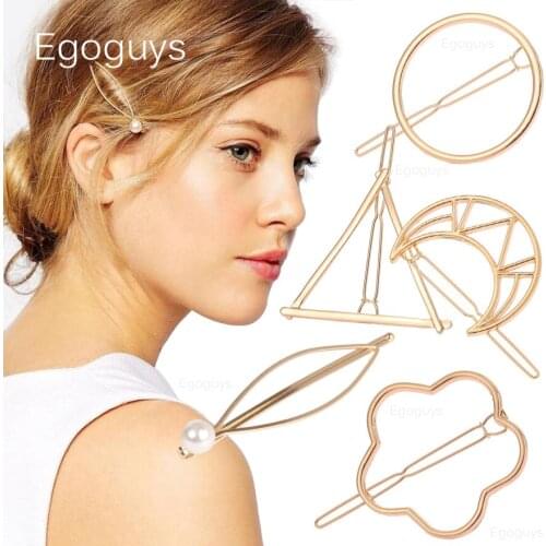 1PC Geometric Pearl Olive Metal Hair Clips Women Girls Alloy Hairpins Hair Styling Tools Diamond Leaf Branch Bee Barrettes