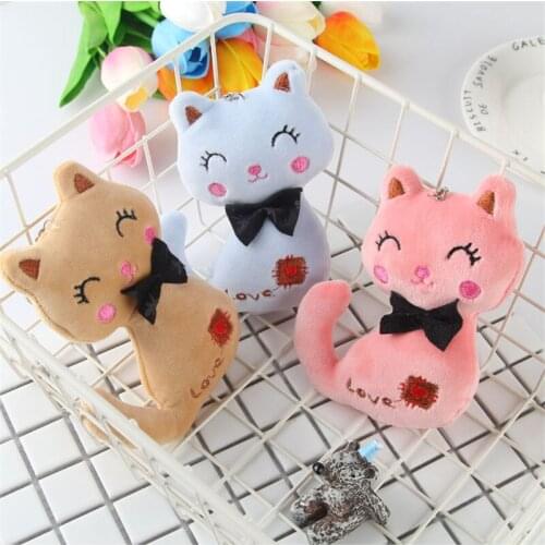 1pc Animal Stuffed Kitty Cat Key chain TOY Little Size NEW Cat Plush Kids Party Plush TOY Bouquet Plush Dolls