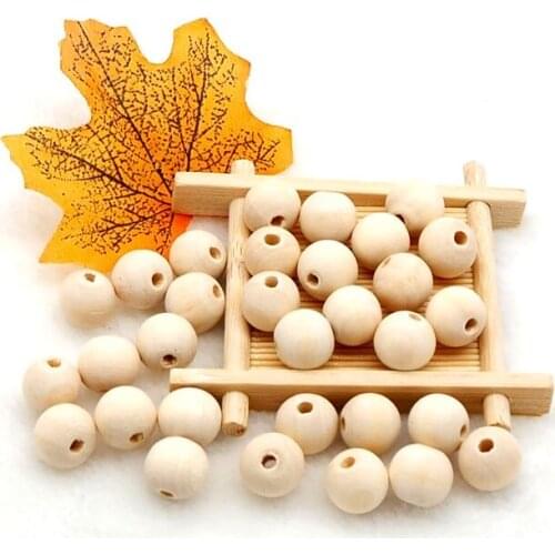 Chenkai 100PCS 12mm Natural Ball Wooden Beads Pendant Connectors Round Baby Toy Beads Wood For Charm Jewelry Making Handmade