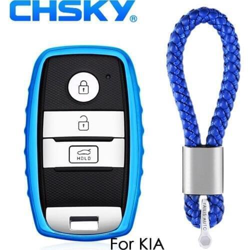 CHSKY Car Styling Soft TPU Car Key Case Shell Braided Buckle For Kia Carens K3S K4 K5 Car key Cover Case Car Accessories