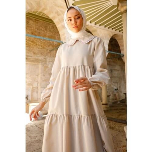 Baby Collar Layered Dress Turkey Muslim Fashion Hijab Islam Clothing Dubai Istanbulstyles 2021