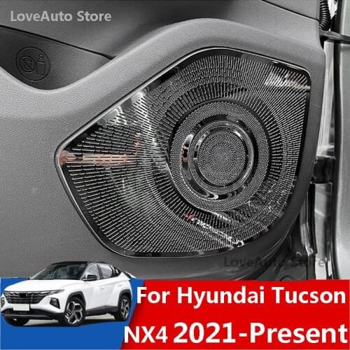 For Hyundai Tucson NX4 2021 2022 Car Stainless Steel Interior Door Stereo Speaker Audio Ring Cover Sound Frame Decoration Trim