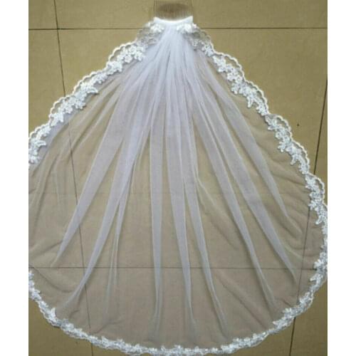 Hot Wedding Accessories Short Wedding Veil White Ivory One Layer Bridal Veil Appliques Lace Edge Originally