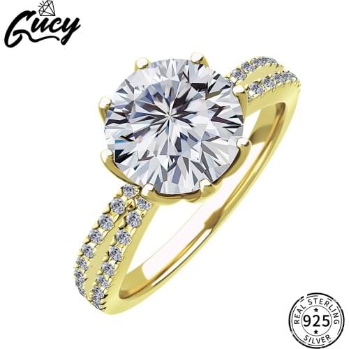 GUCY Fashion 925 Sterling Silver Pass Diamond Test 1 ct Mossanite Ring Classic Wedding Jewelry Gift