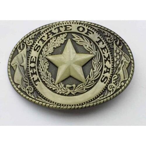 Western Cowboy belt buckle Metal Star Oval Bronze Metal Fashion Mens Buckles Jeans Accessories Fit 4cm Wideth Belt