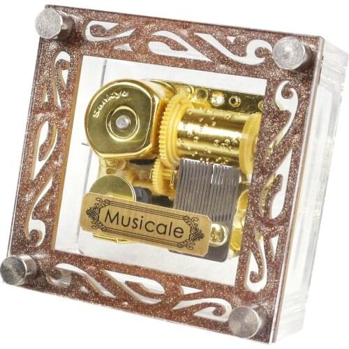 Creative Transparent Acrylic 18-Note Wind-up Gold Musical Box,Musical Toys,Beautiful Melody Gift
