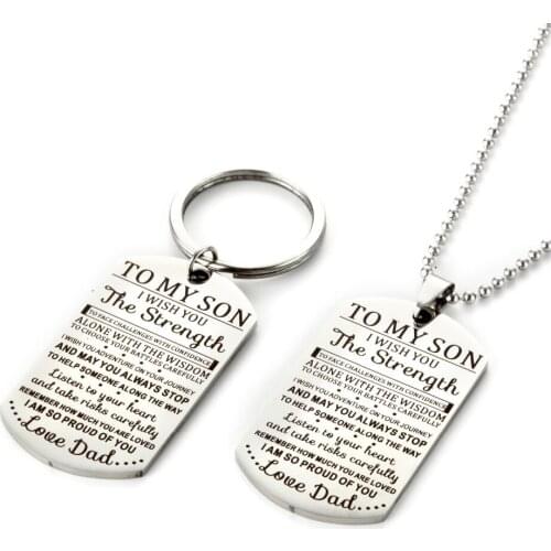Creative Military Stainless Steel Necklace TO MY SON I WISH YOU THE STRENGTH Necklace For Men Women Jewelry