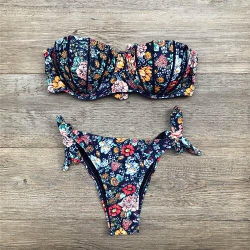 #Z45 Fashion Women Sexy Bikini Floral Print Breast Pad Swimwear Women Split Bathing Suit Women Swimsuit Womens Swimming Suit