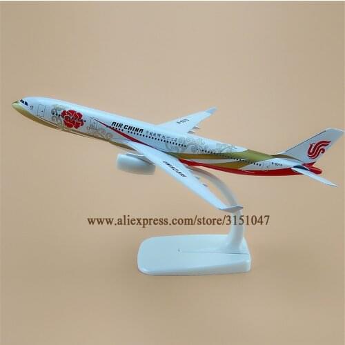 Alloy Metal Air China A330 Gold Peony Airlines Airplane Model China Airbus 330 B-6075 Airways Plane Model Aircraft Gifts 20cm