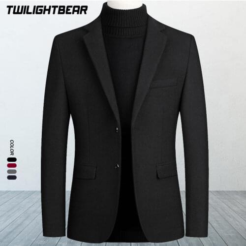 Wool Blazers Slim Male Suit Jacket Oversize Solid Business Casual Blazer Winter Jacket Mens Clothing Outerwear Coat 4XL BFJ002