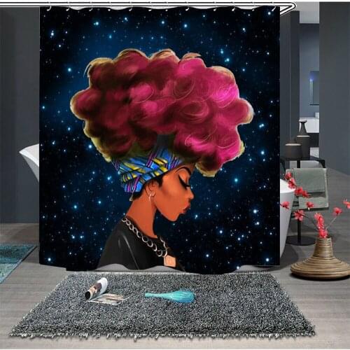 Custom Made Shower Curtain Bathroom Curtain Partition 1.5 x 1.8m 1.8 x 1.8m 1.8 x 2m Woman Lady Africa