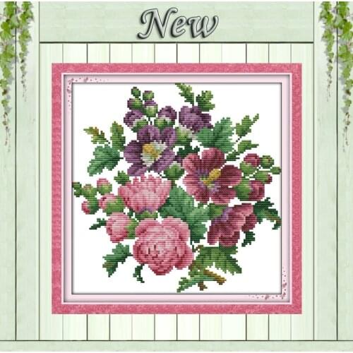 Blossom flowers peony home decor painting diy Cross Stitch dmc 14CT 11CT Counted print on canvas Embroidery sets Needlework kits