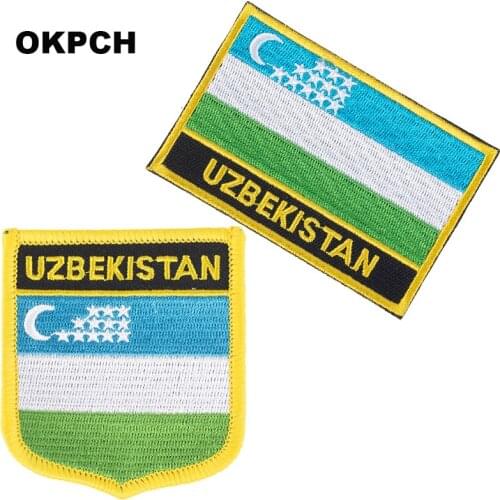 Uzbekistan Flag patches embroidered flag patches national flag patches Patches for Clothes DIY Decoration PT0189-2