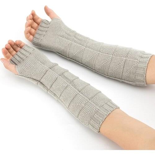 New Wool Half Finger Gloves Men Women Knitted Winter Warm Fingerless Long Knit Mitten Solid Color Fashion Women Arm Warmers Hot