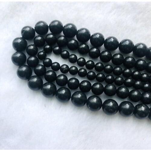 Wholesale 1 string o15.5" 100% Natural Shungite Beads 4mm 6mm 8mm 10mm 12mm Round Energy healing gem Stone Loose Beads