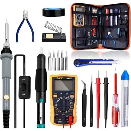 60W Soldering Iron Kit Adjustable Temperature 220V/110V Solder Welding tools Ceramic heater Soldering tips Desoldering Pump