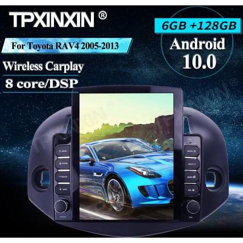 Radio For Toyota RAV4 2005-2013 Wireless Carplay 6G+128G Android 10.0 GPS Car Multimedia Player Headunit Audio Radio Navigtion
