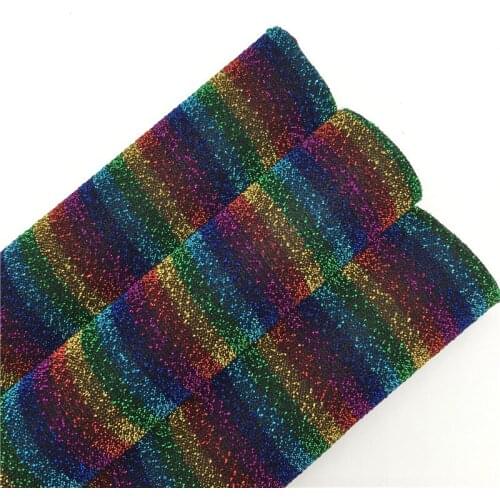 Rainbow Stripes Mesh Glitter Fabric Sheets for Earrings Bows DIY 21X29CM R102B