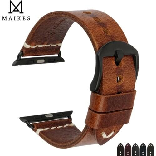 MAIKES Genuine Leather For Apple Watch Accessories 38mm 42mm Apple Watch band 44mm 40mm series 4 3 2 1 iWatch Strap Bracelets