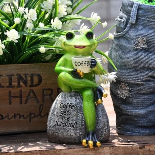 Garden Decoration Frog Ornaments Flower Gardening Furnishings Resin Crafts Creative Cute Cartoon Animals Balcony Decoration