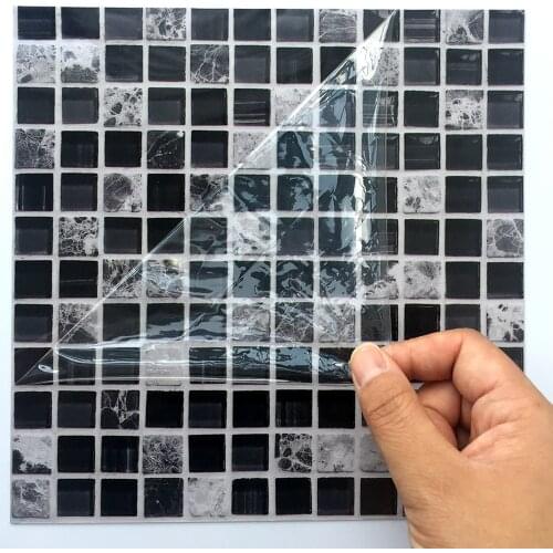 Self Adhesive Mosaic Tile Sticker,Kitchen Backsplash Bathroom Wall Tile Stickers Decor Waterproof Peel&Stick PVC Tiles
