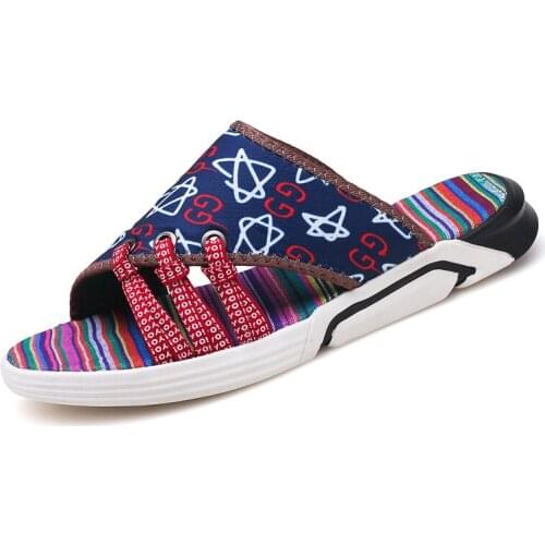 Men Beach Slippers Slides Men New Fashion Sandals Folk-Custom Slippers Little Stars Casual Shoes Men Outdoor Flip Flops