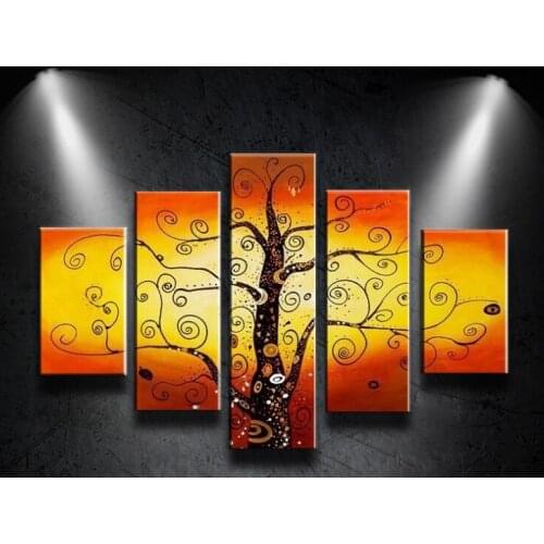 Modern Abstract High Q Tree Oil Painting 5pcs/Set On Canvas Landscape Art Wall Picture For Living Room Home Decoration