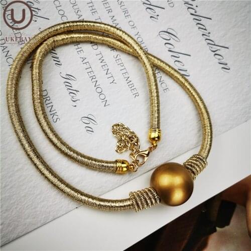 UKEBAY New Gold Pendant Necklaces Luxury Jewelry Women Fashion Necklace Gold Bead Necklace Female Clothes Chains Gifts Jewelry